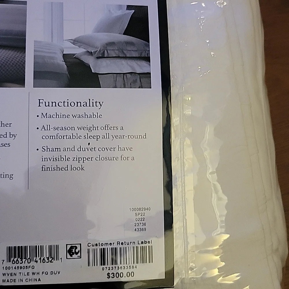 Charter Club Damask Collection White Tile Matelasse Full/Queen Duvet Cover New…